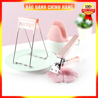[FreeShip - Nhập Khẩu] -  Bộ dụng cụ kẹp gắp đồ nóng thức ăn đa năng kèm bộ găng tay, miếng lót nồi silicon