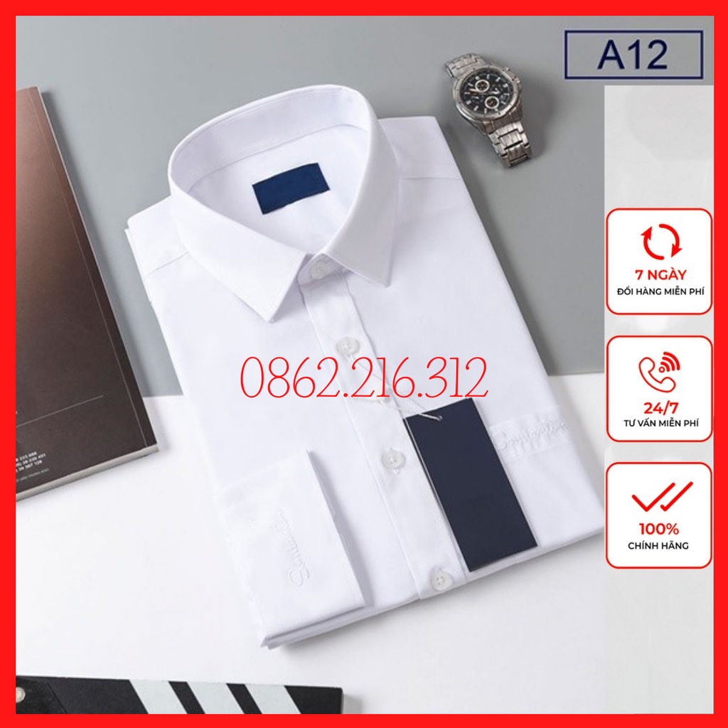 Áo Sơ Mi Nam Công Sở.áo sơ mi nam công sở Dài Tay Trắng Trơn Có Túi Ngực.