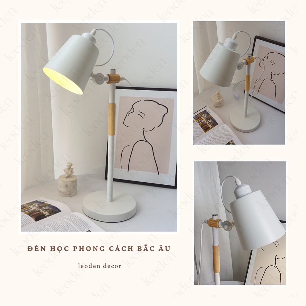 Đèn học để bàn chống cận trang trí phong cách tối giản Bắc Âu, đèn để bàn decor đẹp bóng led chống cận bảo vệ mắt