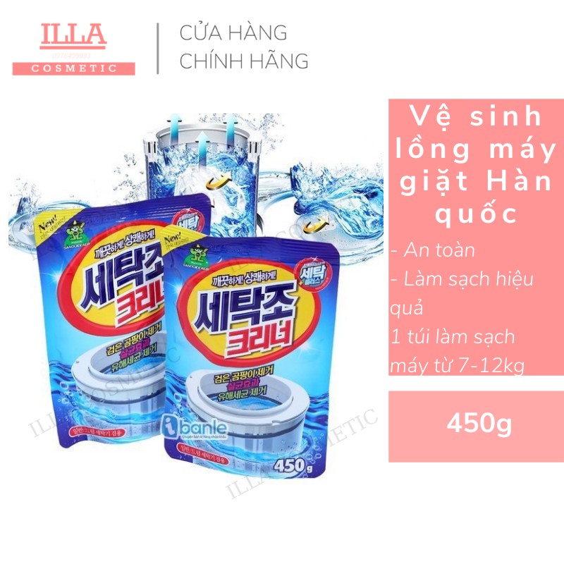 Tẩy lồng giặt Bột Tẩy Vệ sinh lồng máy giặt Hàn quốc 450g