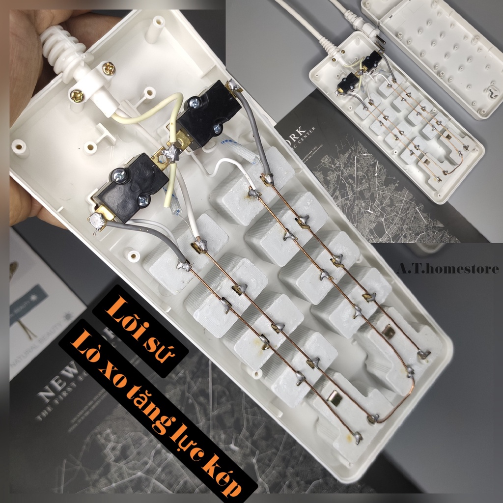 Ổ cắm điện SOPOKA, Ổ điện 10 lỗ cắm có công tắc riêng biệt, Chịu tải 2200W chống va đập kèm dây nguồn