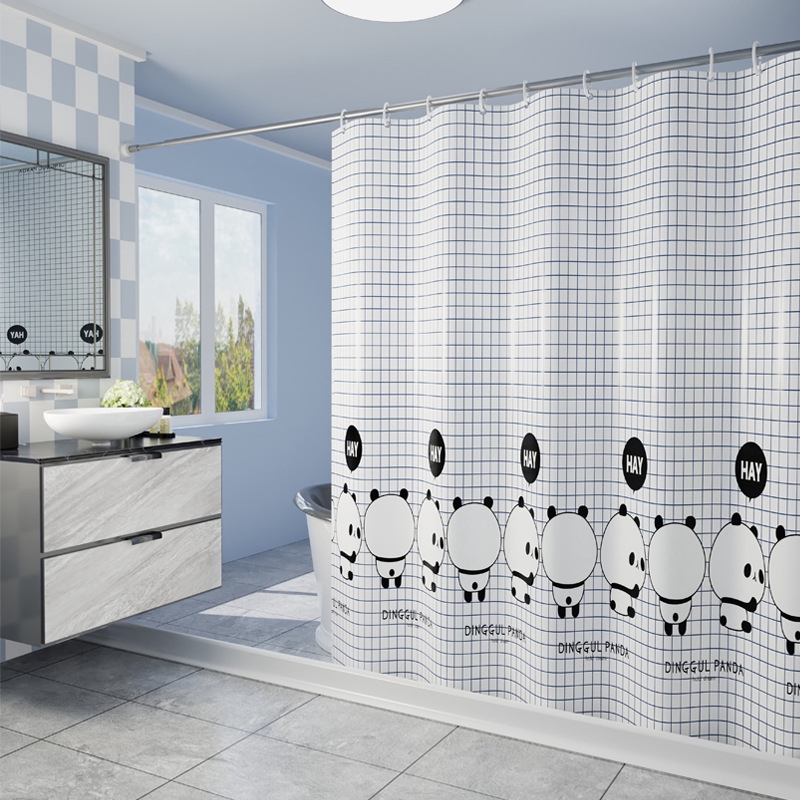 Rèm phòng tắm hình gấu trúc bằng polyester dày 160g