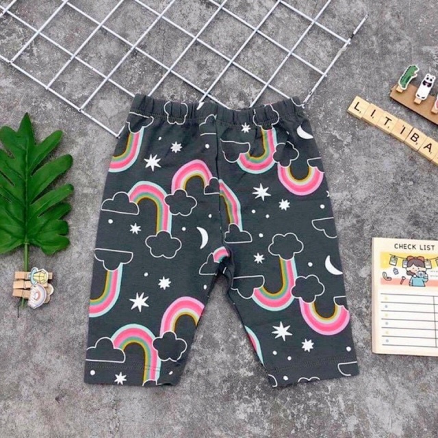 Quần legging Lửng Cho Bé Gái Cotton Co Dãn (6-25kg)