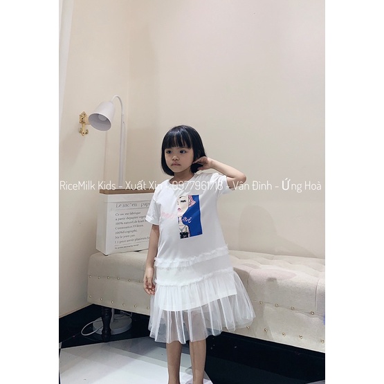 Váy Deesha cotton phối ren hình cô gái