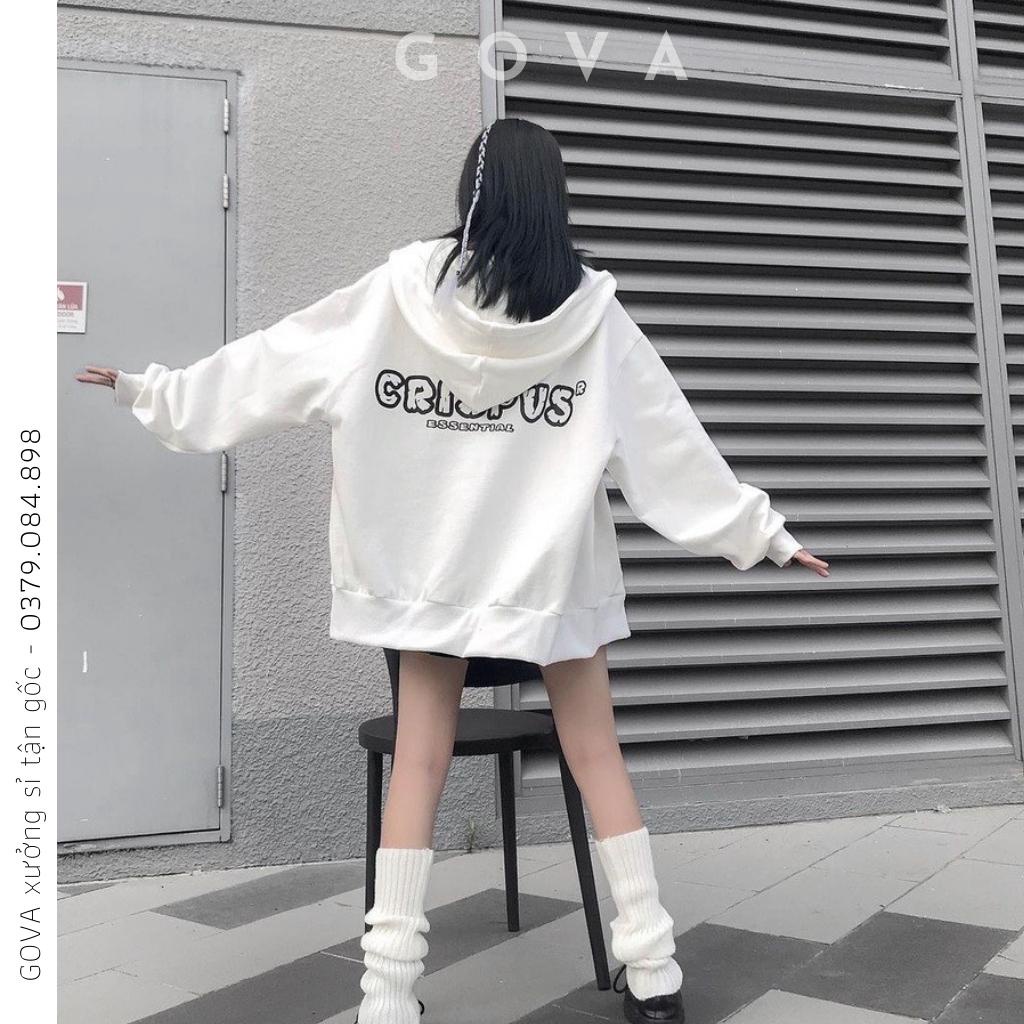 Áo Khoác Nỉ CRISPUS Dây Kéo Nam Nữ Ulzzang Unisex Form Rộng Chữ Thêu Đẹp GOVA