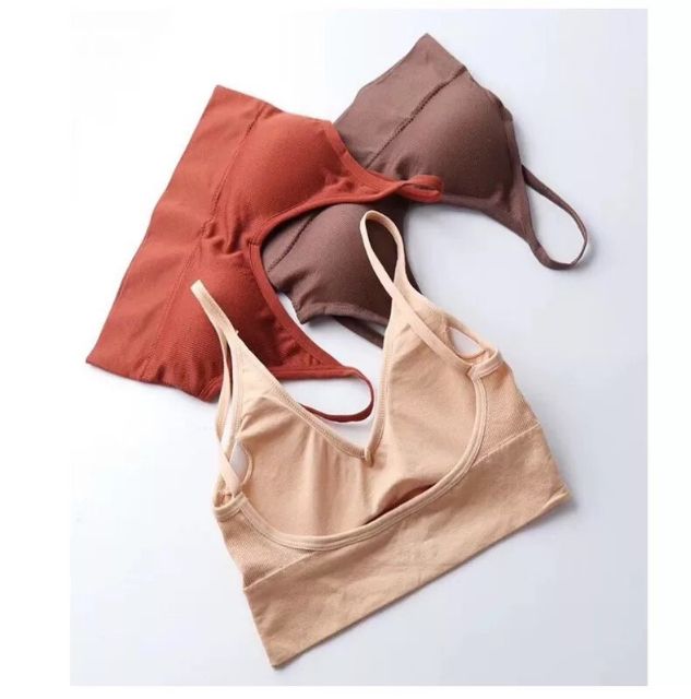 Áo bra cotton gân tăm trễ lưng xuất nhật