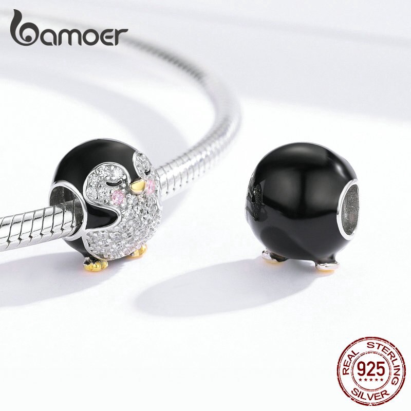 bamoer Hạt charm hình chim cánh cụt đáng yêu
