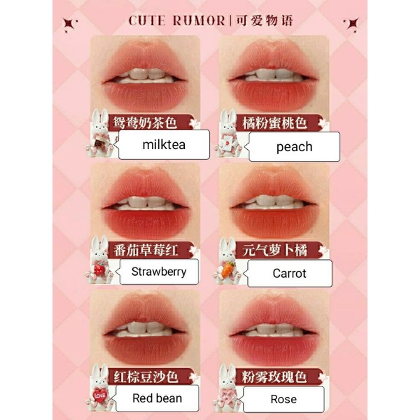 Son thỏ hồng xanh phiên bản lễ hội Cuterumor trái tim dâu tây thư tình trà sữa trung thu giáng sinh