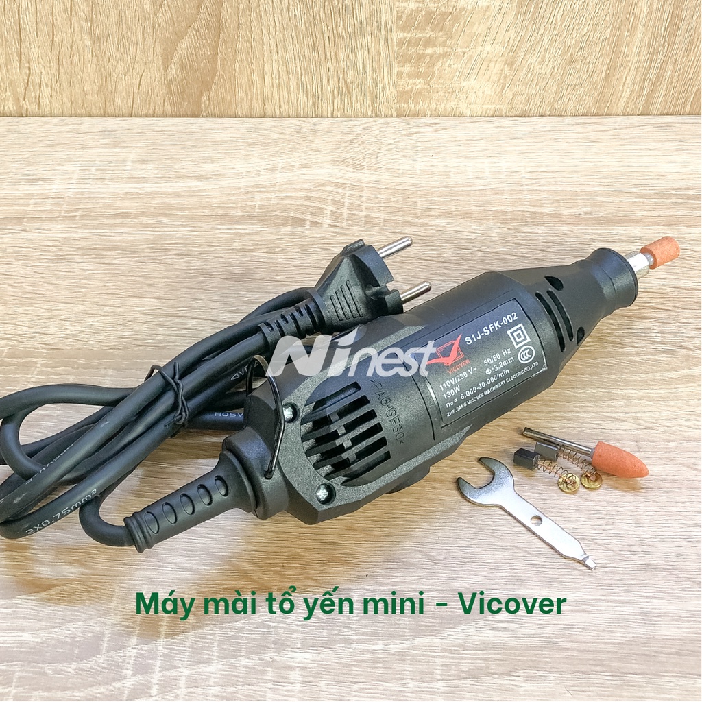 Máy mài tổ yến thô mini, tặng kèm đá mài, khoan, cắt, khắc đa năng Vicover