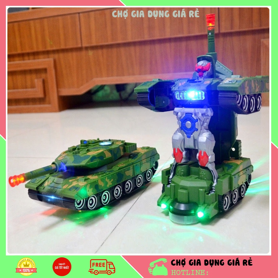 Đồ Chơi Trẻ Em Xe Tăng Biến Hình Robot Có Đèn Và Nhạc