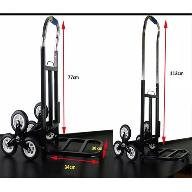 ☘️ FREESHIP ☘️ [DỤNG CỤ VẬN CHUYỂN] Xe kéo hàng hóa vận chuyển leo cầu thang bánh lớn chịu tải 200kg, nặng 6,5kg