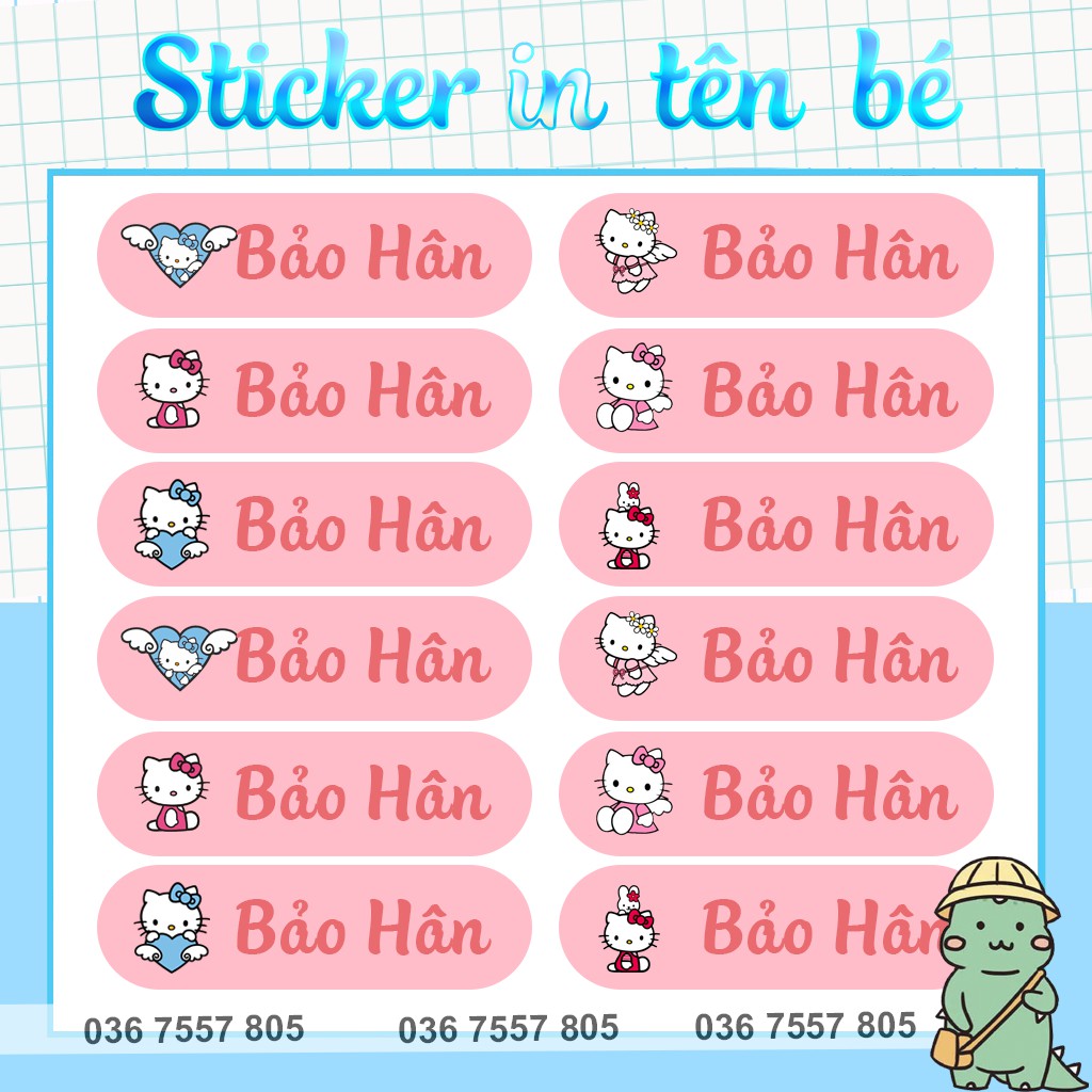 Sticker Dán In Tên Bé - dán đồ dùng học tập cho học sinh - in tên bé theo yêu cầu