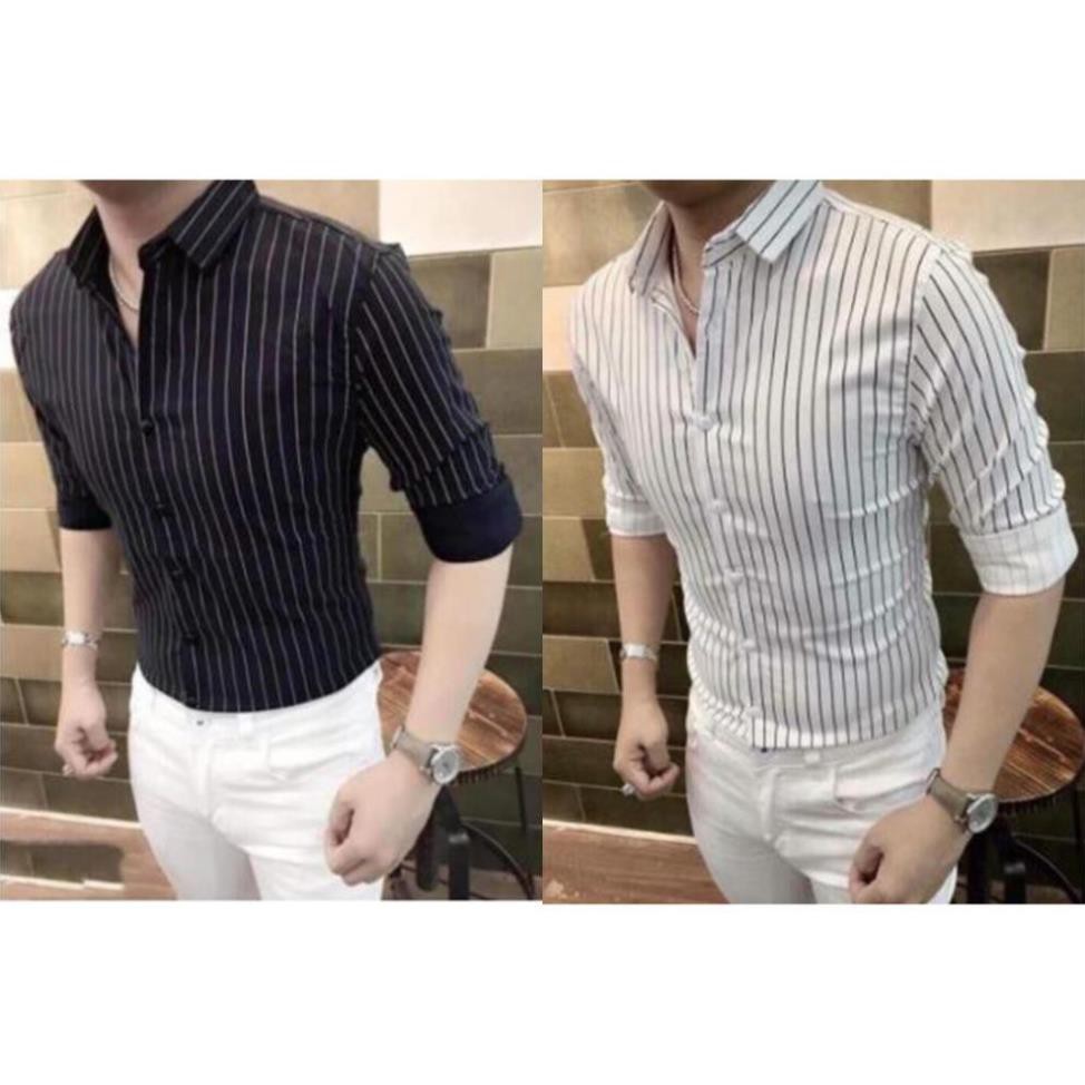 Áo sơ mi kẻ sọc nhỏ hàn quốc, dáng ôm body, phong cách trẻ trung, năng động, phù hợp mọi lứa tuổi | BigBuy360 - bigbuy360.vn