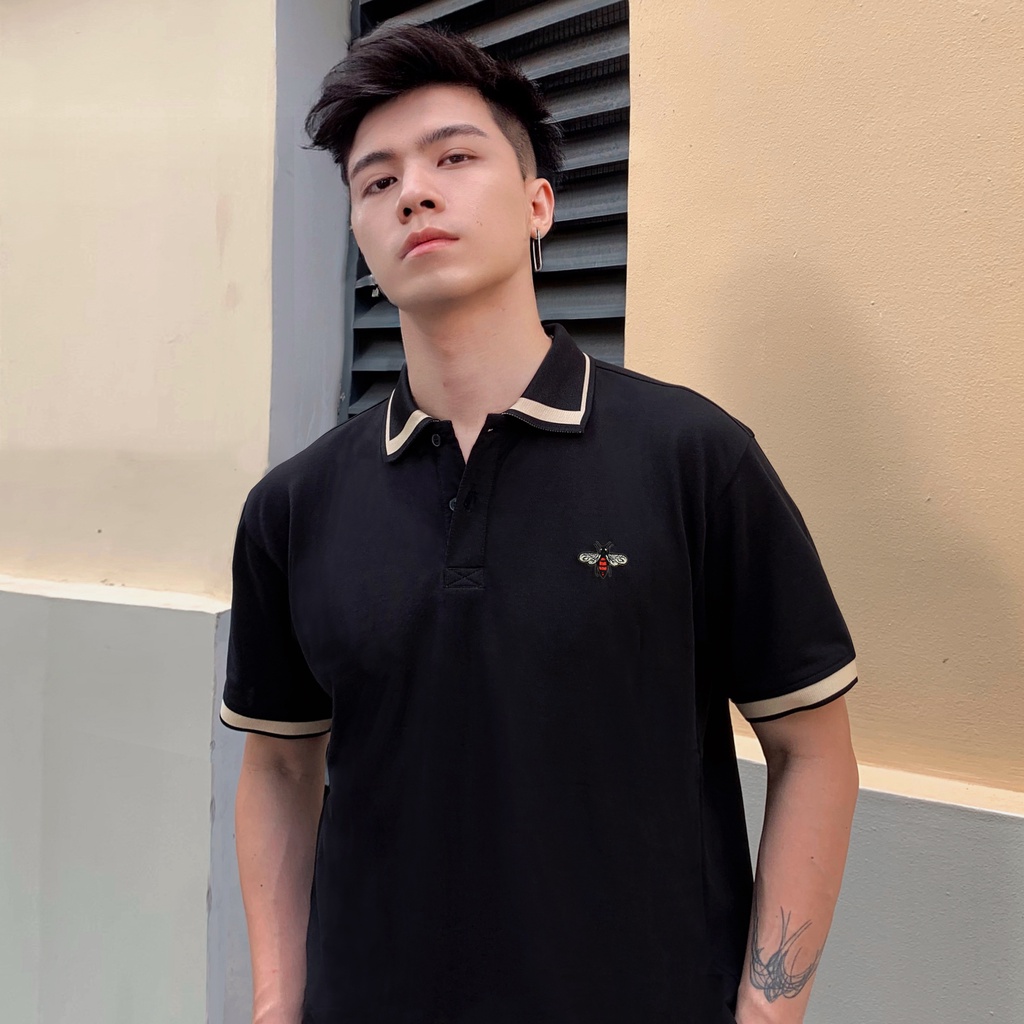 Áo Polo Nam BeeArt Black chất vải CVC cao cấp mềm mát,co giãn thoải mái,dễ phối đồ - REVVOUR