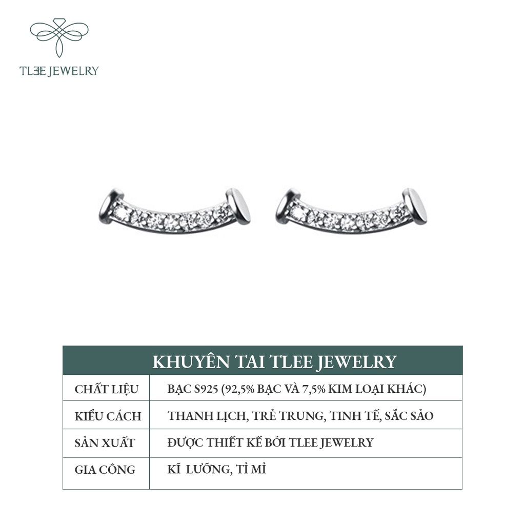 Khuyên tai bạc nữ TLEE smile nạm đá cao cấp NCJ B0162