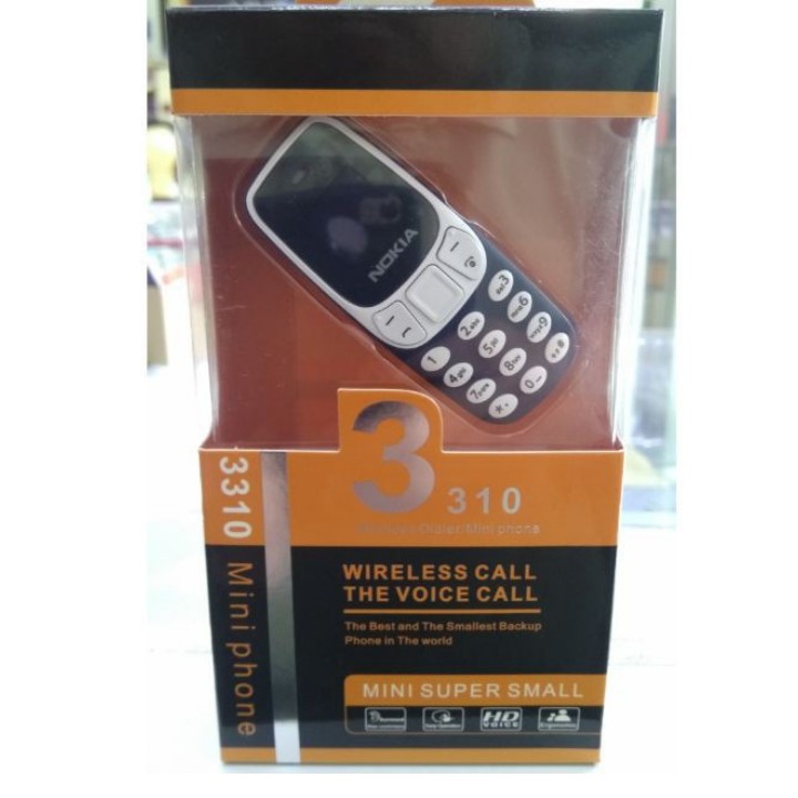 Điện thoại siêu nhỏ mini 3310 2 sim 2 sóng cực khỏe, hỗ trợ nghe nhạc mp3,giả giọng,thay thế tai nghe bluetooth