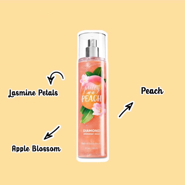 (HOTHIT)  PERFUME Xịt thơm có nhũ Bath and Body Works - Pretty As A Peach 236mL...🌟 TukTuk 🌟