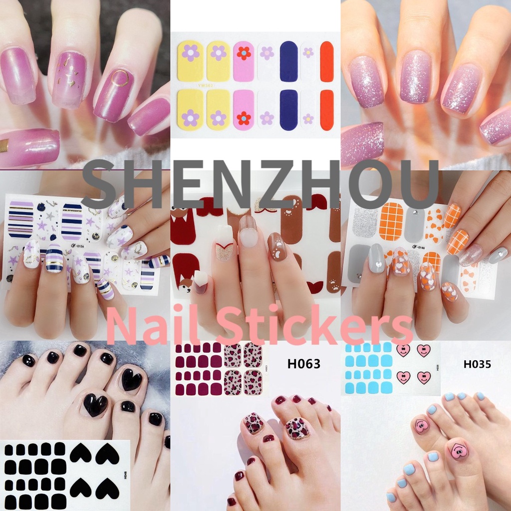 【SHENZHOU】Bộ 14 Miếng Dán Móng Tay Bền Chống Nước Phong Cách Hàn Quốc