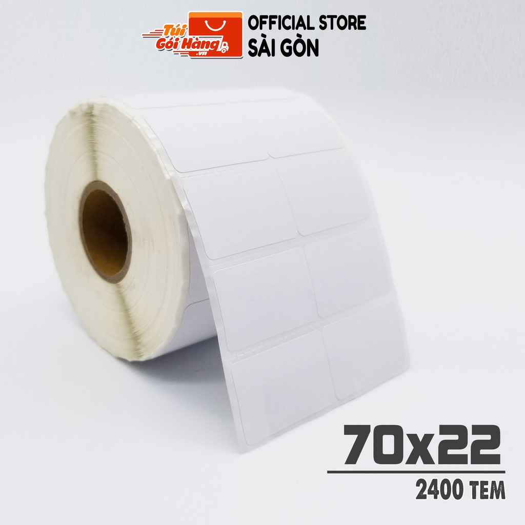 Giấy In Mã Vạch TUIGOIHANG Dạng Cuộn 2 Tem 70x22mm Có 2400 Tem