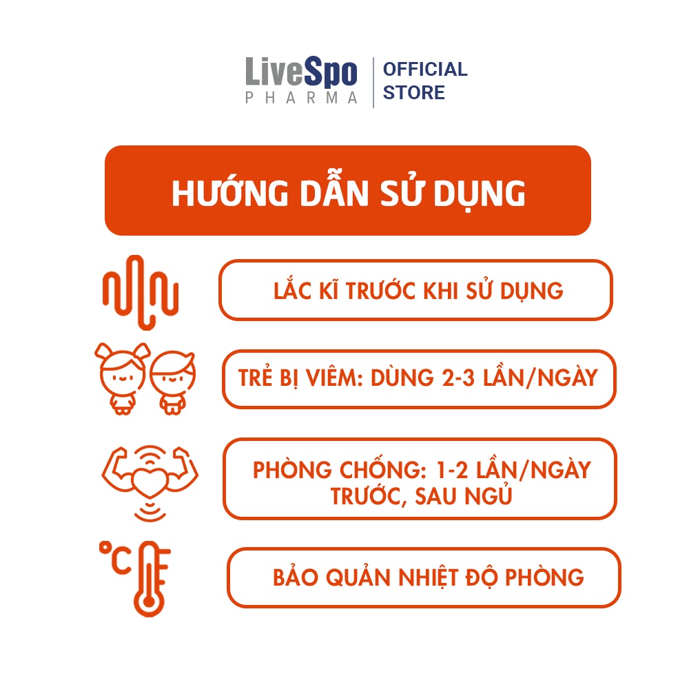 Combo 2 hộp nước muối sinh lý bào tử lợi khuẩn Livespo Navax chuyên dụng 4 ống x 5ml