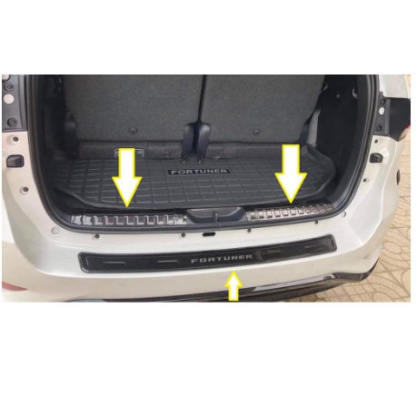 Combo Ốp bậc cửa, nẹp bước chân, chống trầy cốp trong ngoài CARBON xe Fortuner 2017- 2021, 2022, 2023 vân cacbon cao cấp