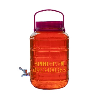 BÌNH NGÂM RƯỢU THUỶ TINH 20L CÓ VÒI NẮP NHỰA CÓ QUAI XÁCH
