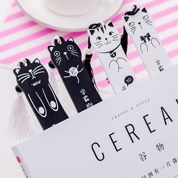 Thước kẻ có bookmark đính kèm hình mèo nhật bản - Thước gỗ kèm đánh dấu trang mèo Nhật Bản