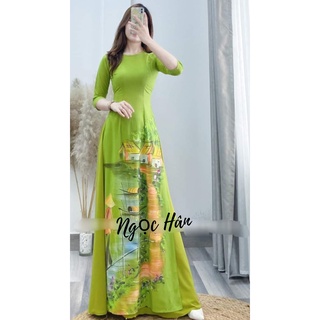 Áo dài lụa nhật in 3D - Áo dài Ngọc Hân
