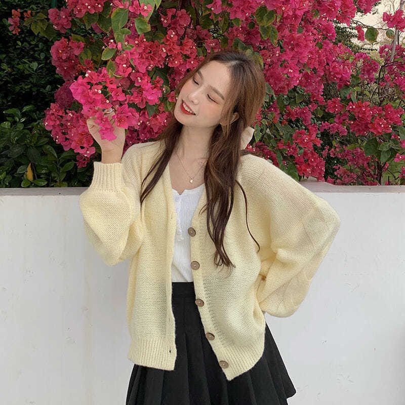 Áo Khoác Len Cardigan Dáng Rộng Thiết Kế Mới Thời Trang