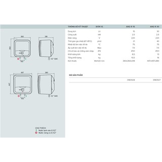 Bình nước nóng Ariston Andris2 R 15 lít