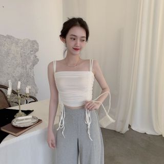 Áo 2 dây croptop rút dây 2 bên eo