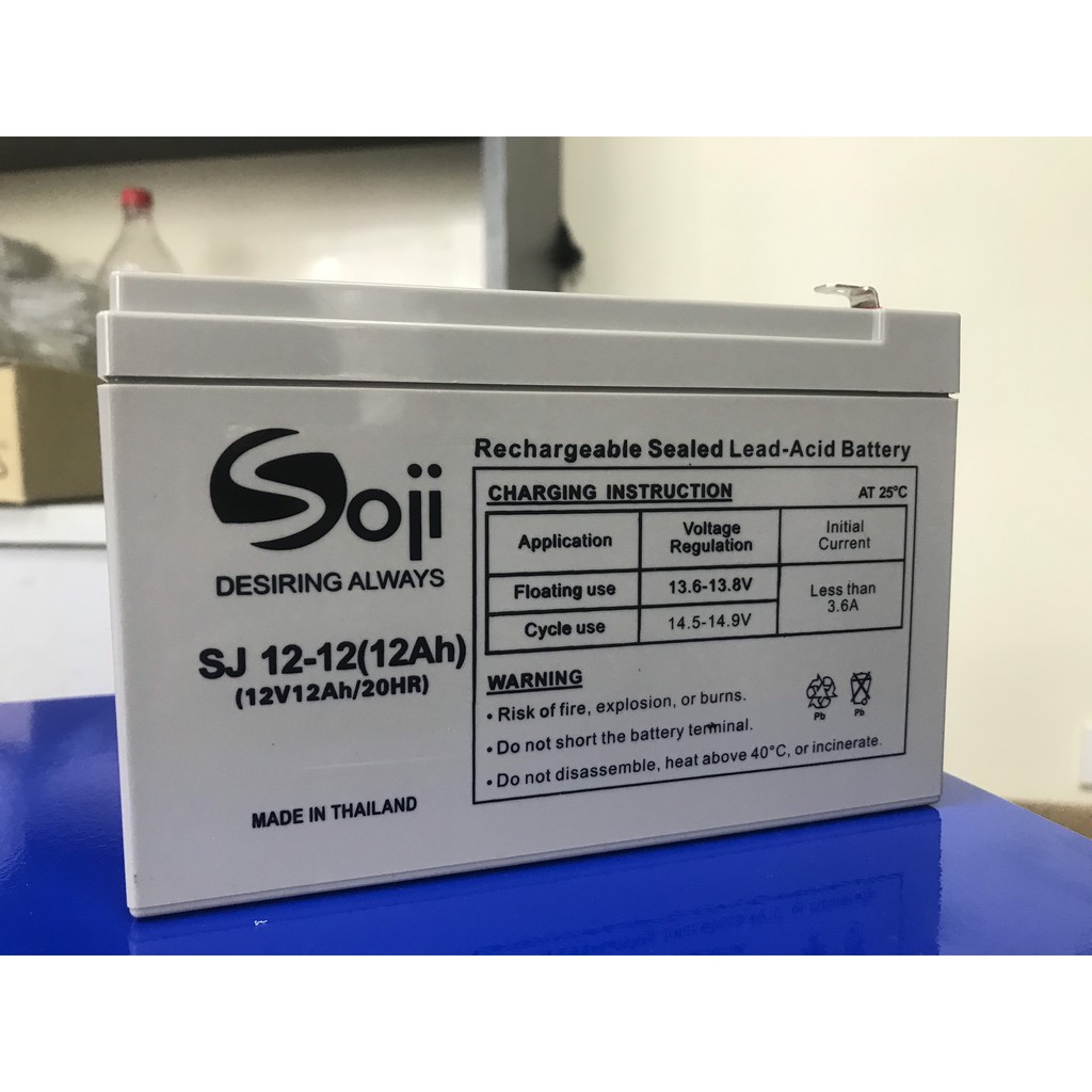 Ắc quy Soji nhập khẩu Thái Lan 12Ah - 12V chuyên dụng cho UPS, NLMT