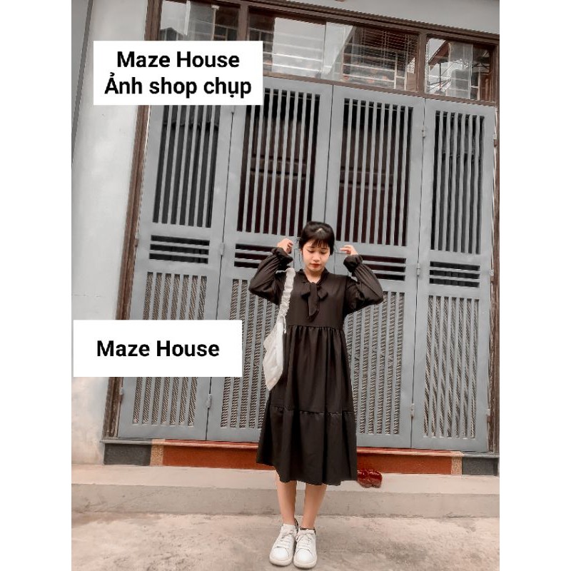 Váy babydoll nơ ngực 💖Freeship💖 Đầm babydoll nữ tay bồng dáng suông, tiểu thư - Maze House | BigBuy360 - bigbuy360.vn