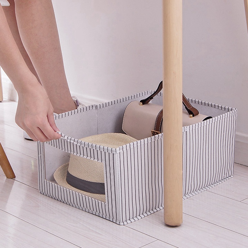 Set 2 Túi Vải Đựng Đồ Dạng Gập Sắp Xếp Gọn Gàng Có Cửa Sổ