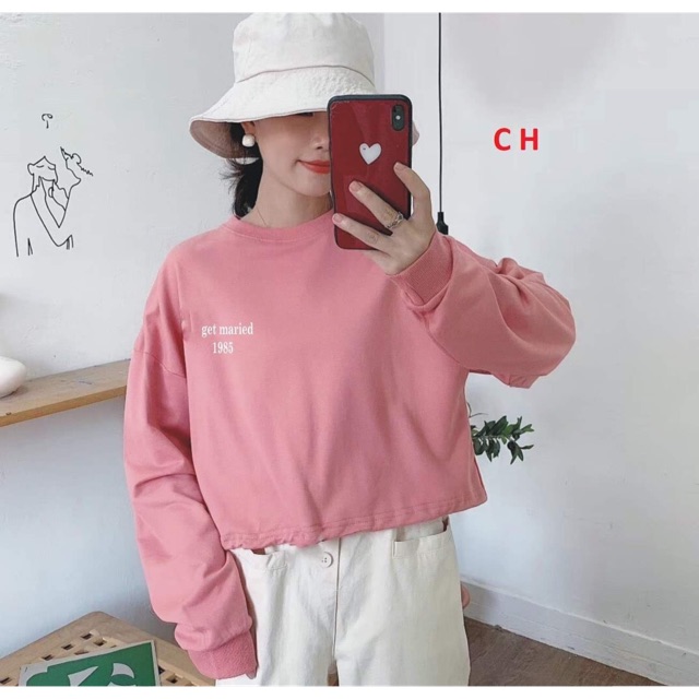 Áo croptop Get Maried dài tay COH1019