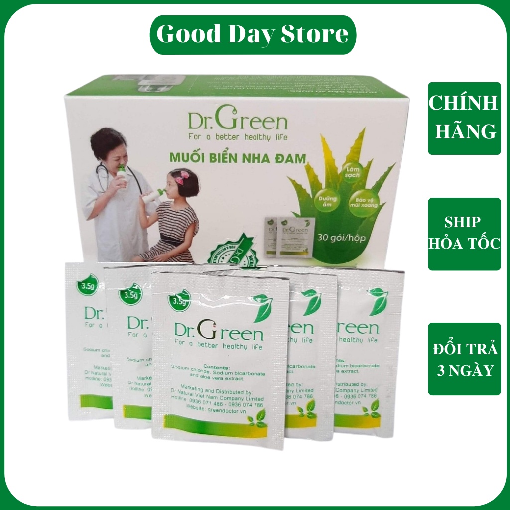 Muối rửa mũi Dr Green nha đam hộp 30 gói