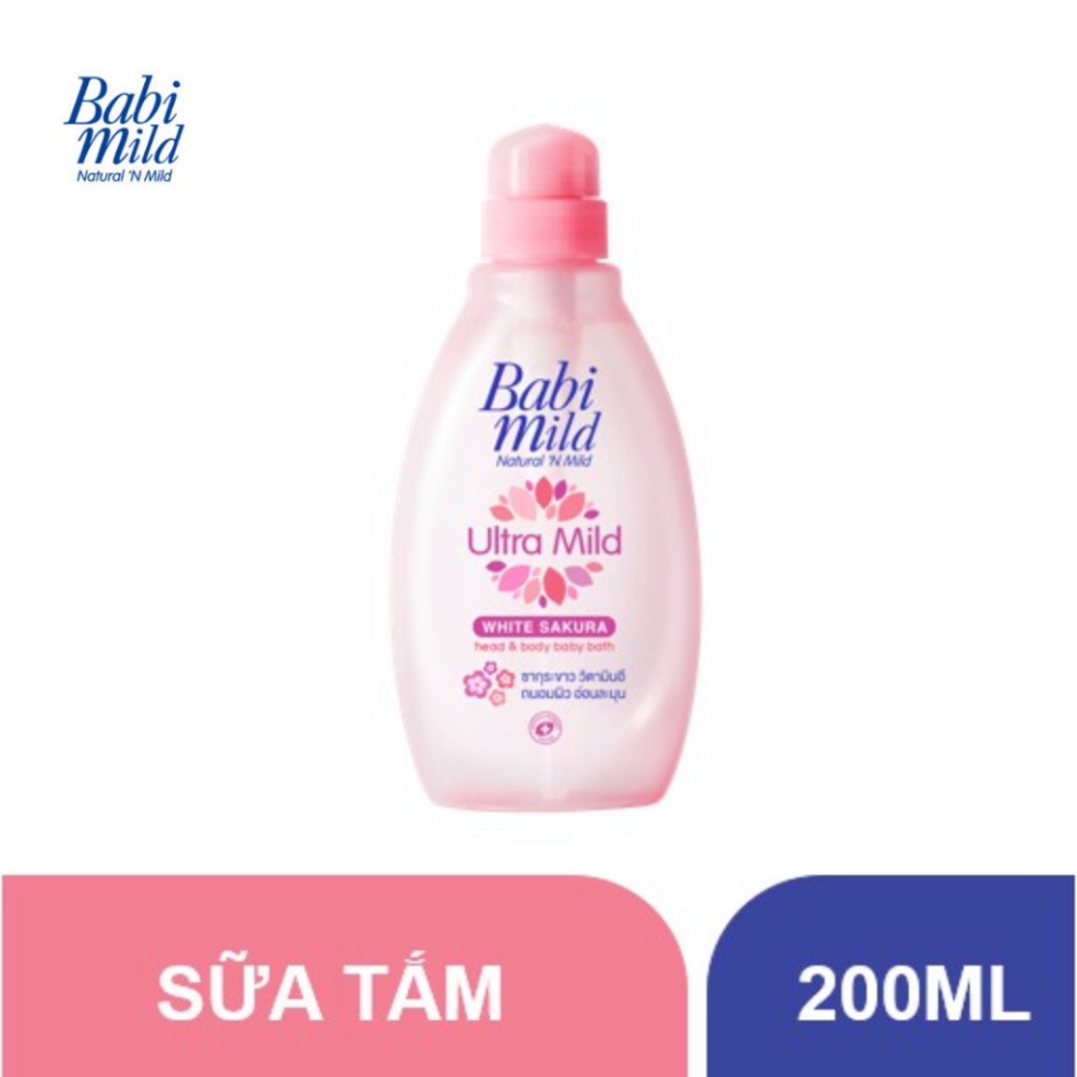 Sữa tắm trẻ em Babi Mild - White Sakura chai 200ml