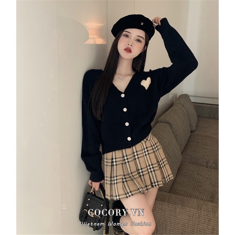 Áo Khoác Cardigan Dệt Kim Tay Dài Họa Tiết Trái Tim Phong Cách Hàn Quốc Thời Trang Cho Nữ | BigBuy360 - bigbuy360.vn