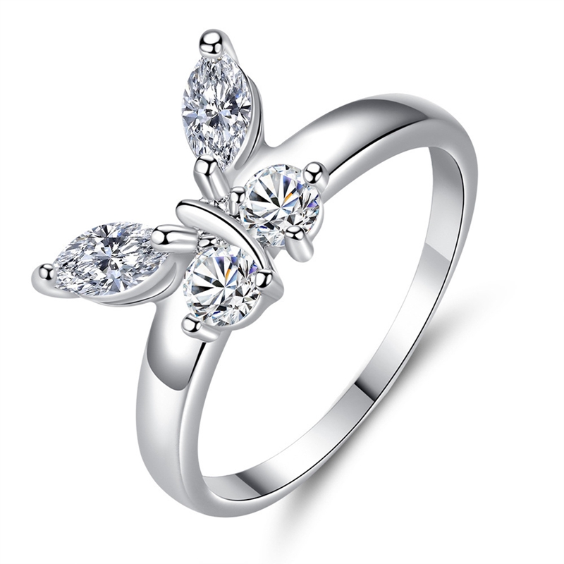Nhẫn Bạc 925 Đính Đá Sapphire Trắng Sz 5-10