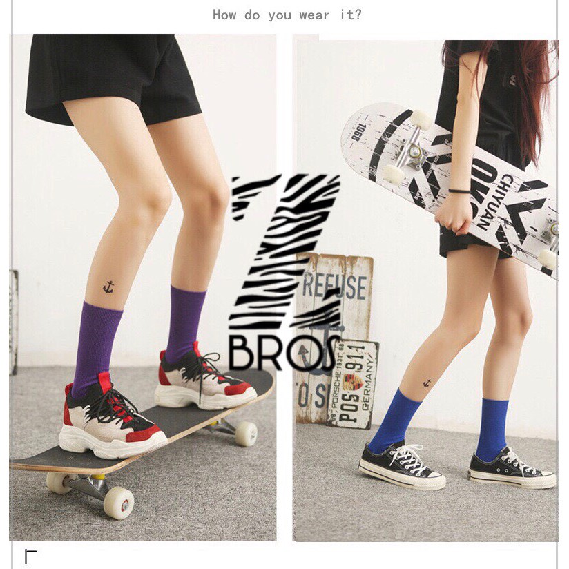 [100% COTTON] Tất nhún Hàn Quốc Nam Nữ – Kiểu dáng Vintage Vớ len gân tăm nhỏ cổ cao (dài) | BigBuy360 - bigbuy360.vn