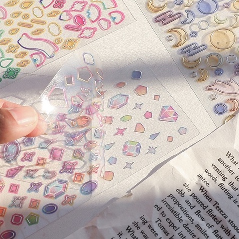 Sticker PVC Dán Trang Trí Toploader, Sổ Aurora Glass