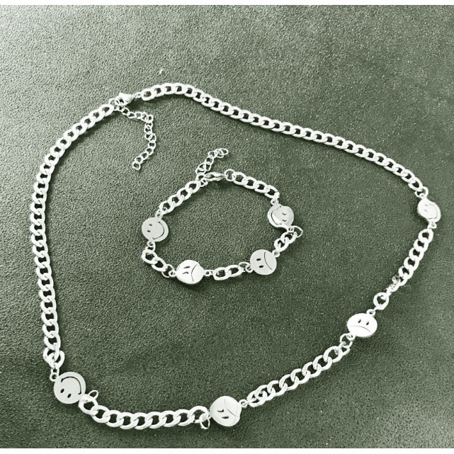 Vòng đeo tay thiết kế mặt cười/ mặt buồn phong cách hiphop không phai