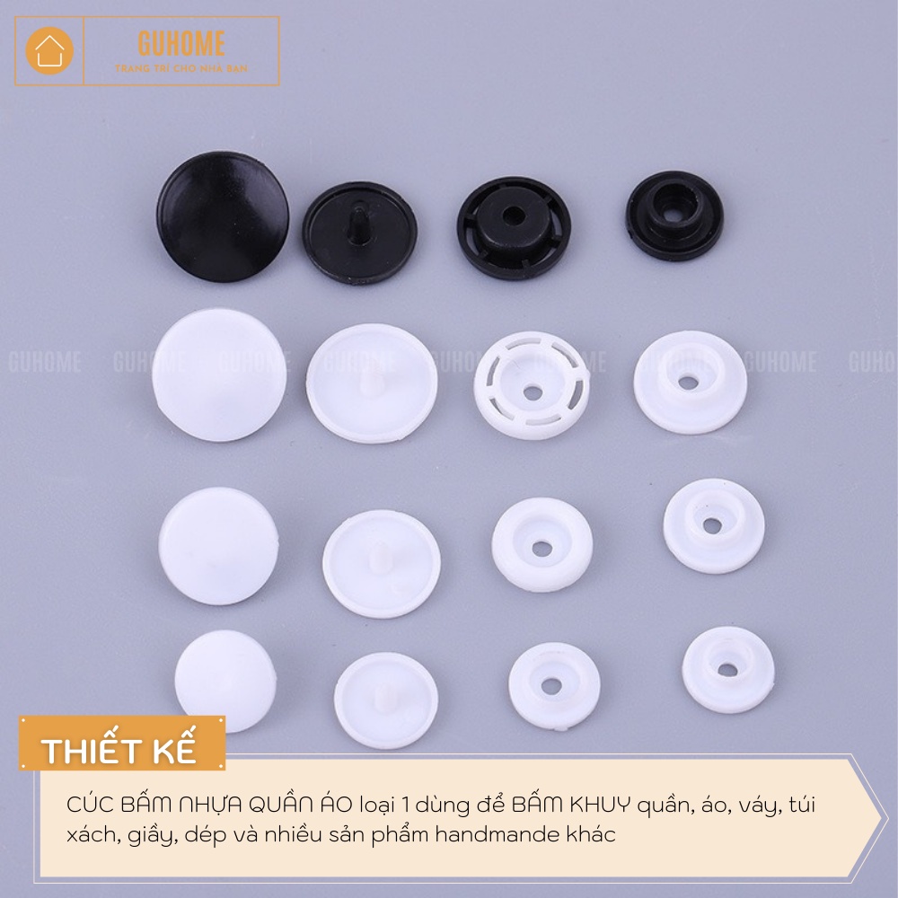Cúc Bấm Nhựa T3 T5 T8 Màu Đen Và Màu Trắng ( Gói 10 Bộ )