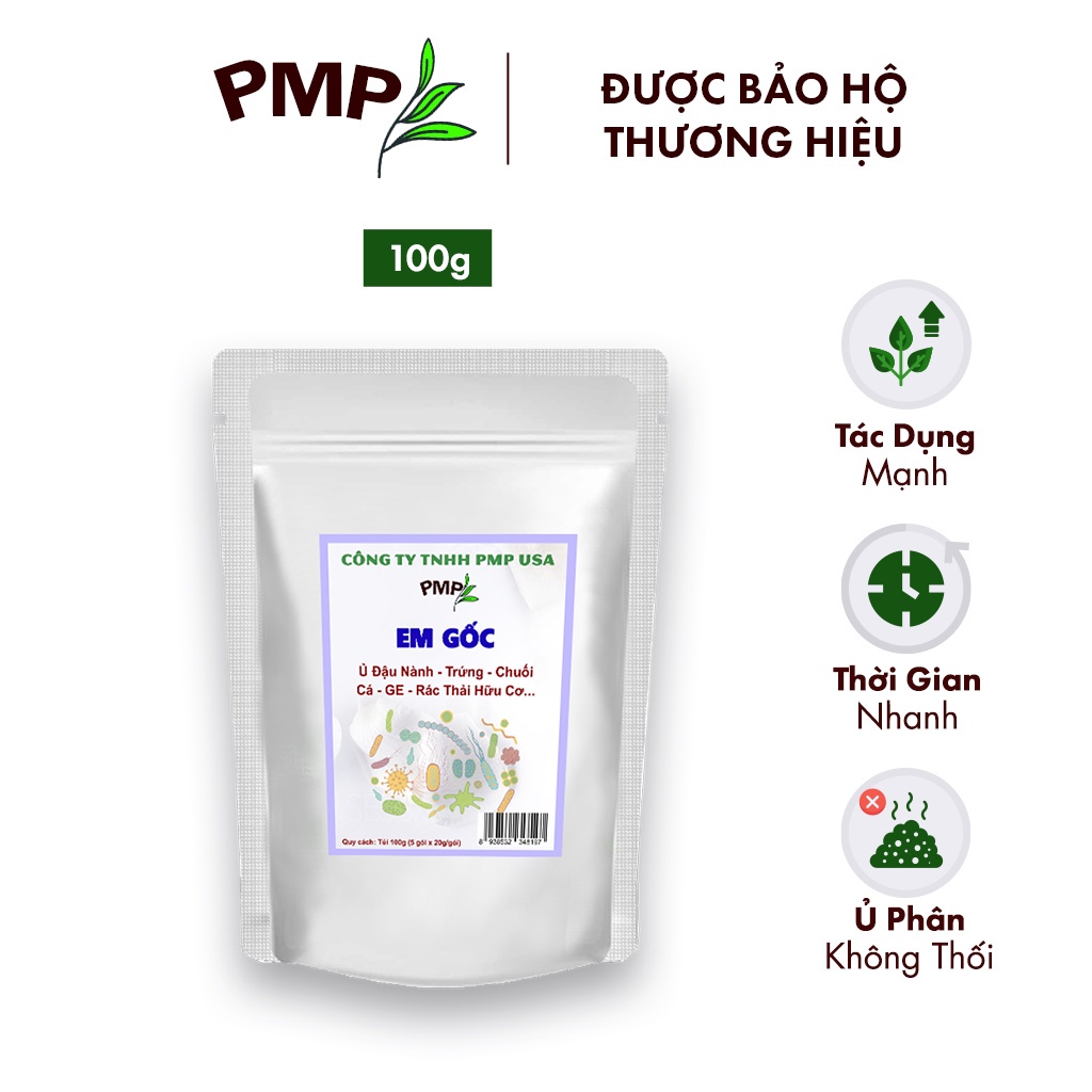 Bột EM Gốc PMP Ủ Phân Hữu Cơ Từ Đậu Nành, Trứng, Chuối, Cá, Rác Thải Hữu Cơ Cho Hoa Hồng, Rau Sạch 100g