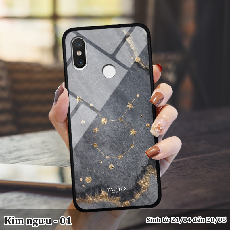 Ốp kính Xiaomi Mi 8 in cung hoàng đạo