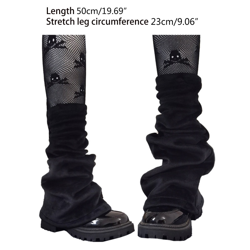 Youyo Vớ Ống Chân Nhung Dày Giữ Ấm Mùa Đông Ống Loe Co Giãn Màu Đen Phong Cách Harajuku Gothic Punk Cho Nữ Hig