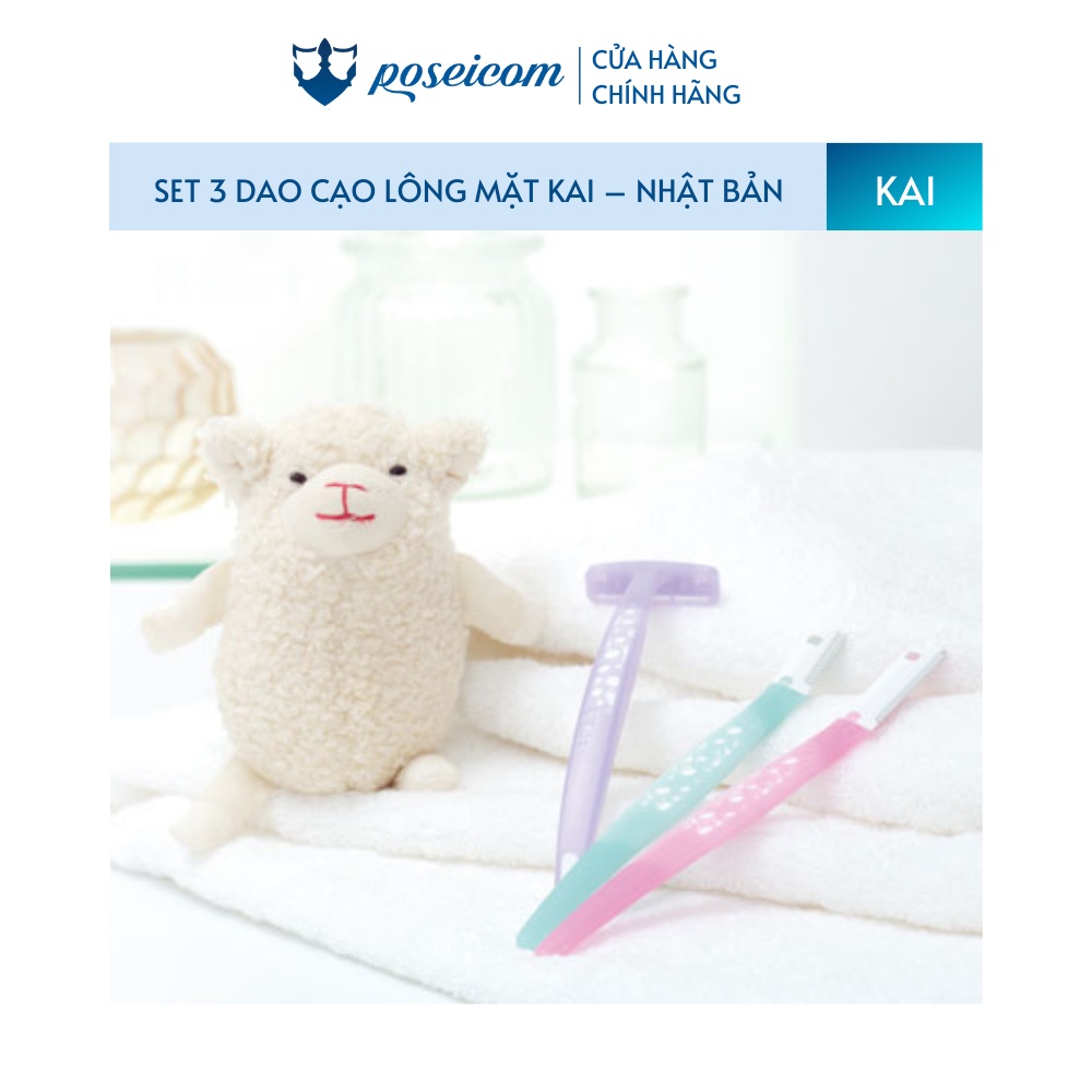 Set 3 Dao Cạo Lông Mặt Cán Dài Kai Razor Can For Women POSEICOM DC06