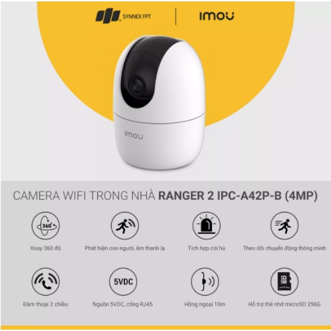 [kèm thẻ 32gb 64gb] Camera giám sát IP Wifi 4.0MP Ranger 2 IPC-A42P-IMOU - Chính Hãng 100% Bảo Hành 24 Tháng