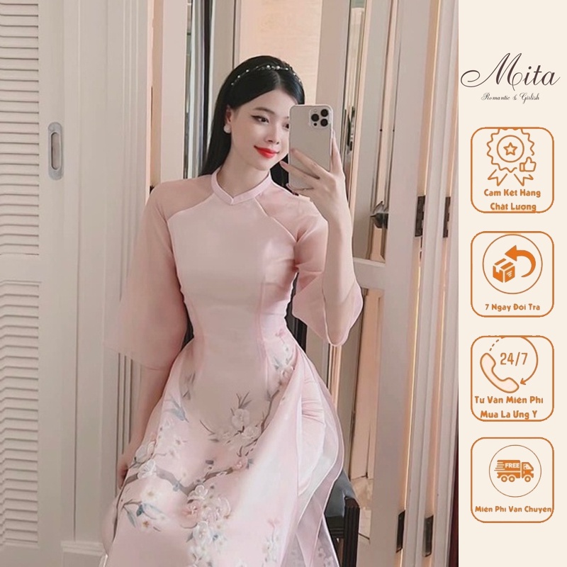 Mita Boutique - Áo Dài Cách Tân Thiên Hy Mita Hồng - MIAD0017