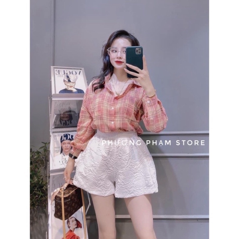 Quần short nữ hoa in nổi siêu hot mầu trắng, babydoll ulzzang mềm nội y xanh